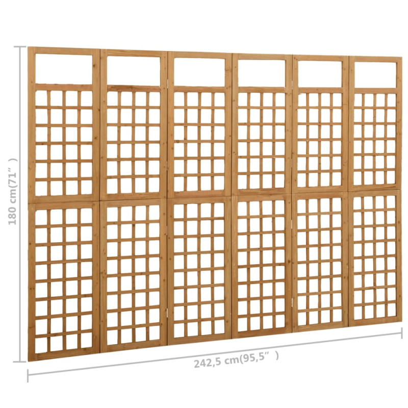 Produktbild för Rumsavdelare/Spaljé 6 paneler massiv gran 242,5x180 cm