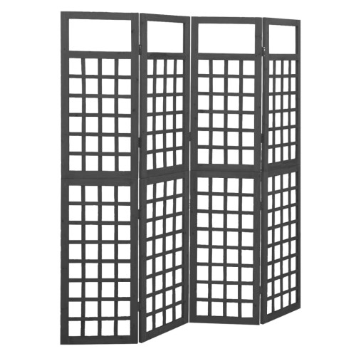 vidaXL Rumsavdelare/Spaljé 4 paneler massiv gran svart 161x180 cm