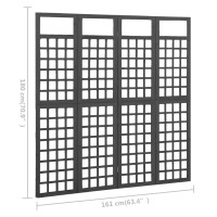 Miniatyr av produktbild för Rumsavdelare/Spaljé 4 paneler massiv gran svart 161x180 cm