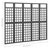 Miniatyr av produktbild för Rumsavdelare/Spaljé 5 paneler massiv gran svart 201,5x180 cm