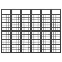 Miniatyr av produktbild för Rumsavdelare/Spaljé 6 paneler massiv gran svart 242,5x180 cm