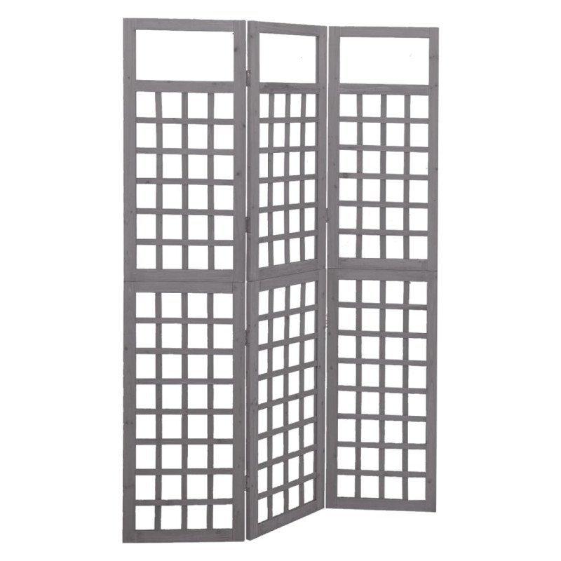 Produktbild för Rumsavdelare/Spaljé 3 paneler massiv gran grå 121x180 cm