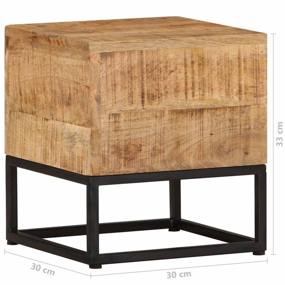Produktbild för Sidobord 30x30x33 cm grovt mangoträ