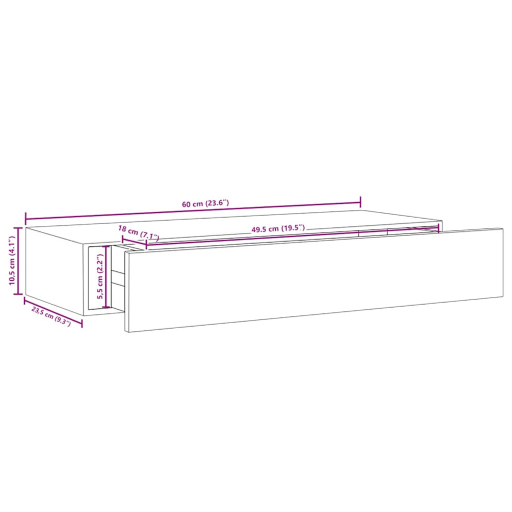 Produktbild för Vägghyllor 2 st ek och vit 60x23,5x10cm MDF