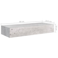 Miniatyr av produktbild för Vägglådor betonggrå 2 st 60x23,5x10 cm MDF