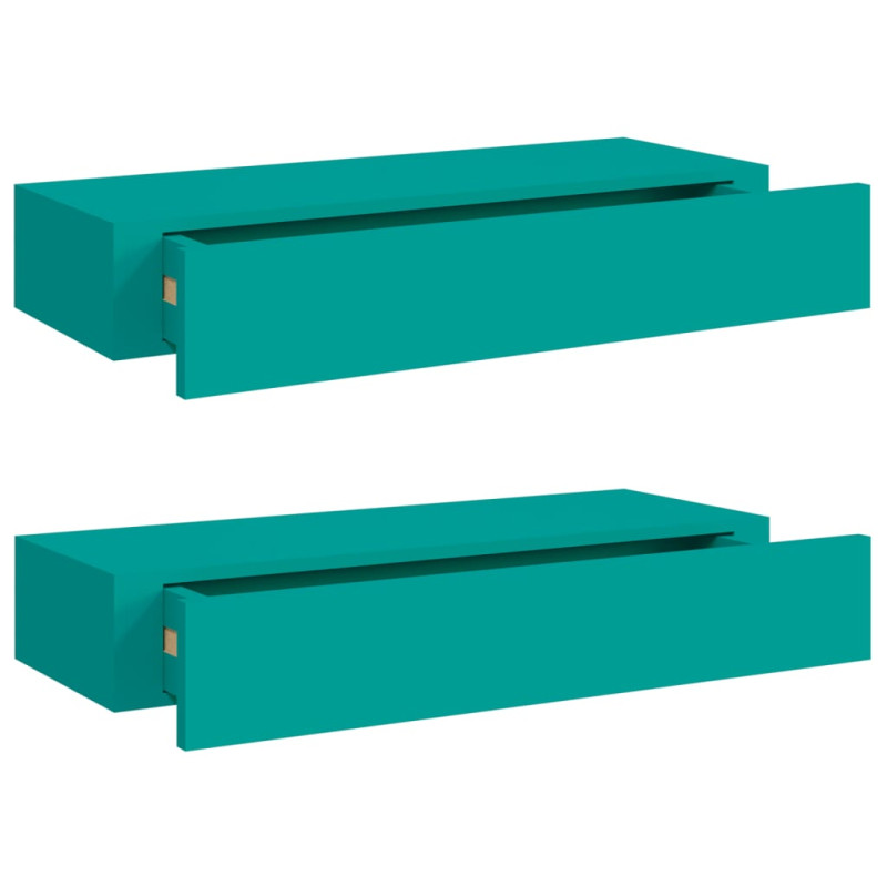 Produktbild för Väggmonterade lådor 2 st blå 60x23,5x10 cm MDF