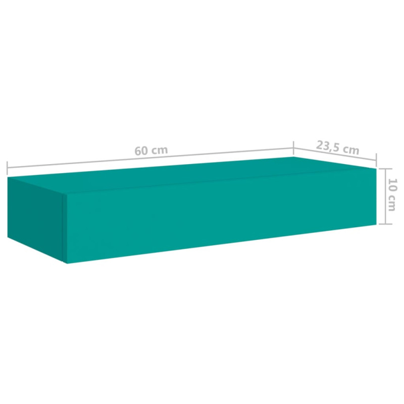 Produktbild för Väggmonterade lådor 2 st blå 60x23,5x10 cm MDF