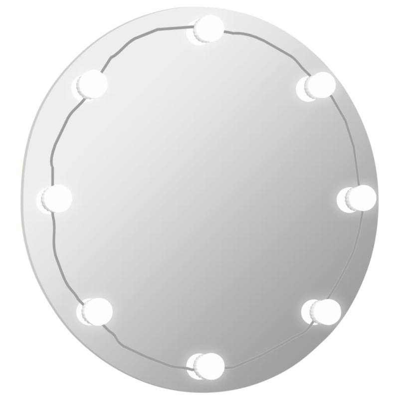 Produktbild för Väggspegel utan ram LED-belysning rund