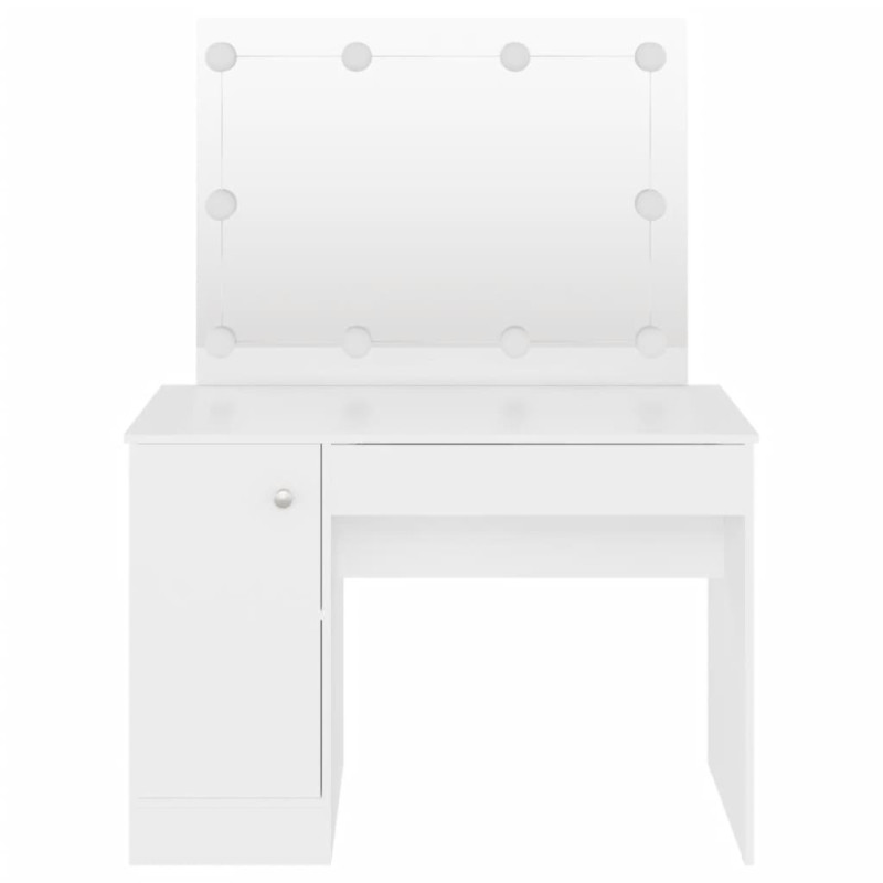 Produktbild för Sminkbord med LED-belysning 110x55x145 cm MDF vit