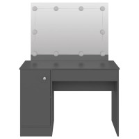 Miniatyr av produktbild för Sminkbord med LED-belysning 110x55x145 cm MDF grå