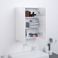 Miniatyr av produktbild för Spegelskåp för badrum vit glänsande 60x15x75 cm MDF