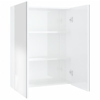 Miniatyr av produktbild för Spegelskåp för badrum vit glänsande 60x15x75 cm MDF