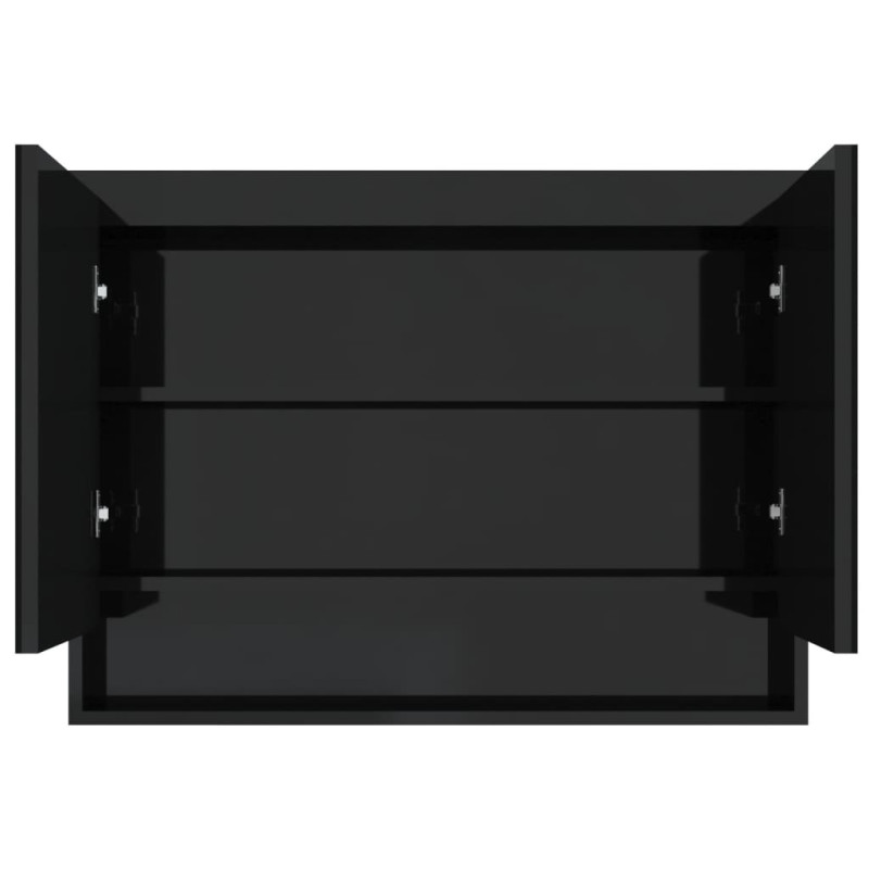 Produktbild för Spegelskåp för badrum svart glänsande 80x15x60 cm MDF