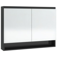 Miniatyr av produktbild för Spegelskåp för badrum svart glänsande 80x15x60 cm MDF