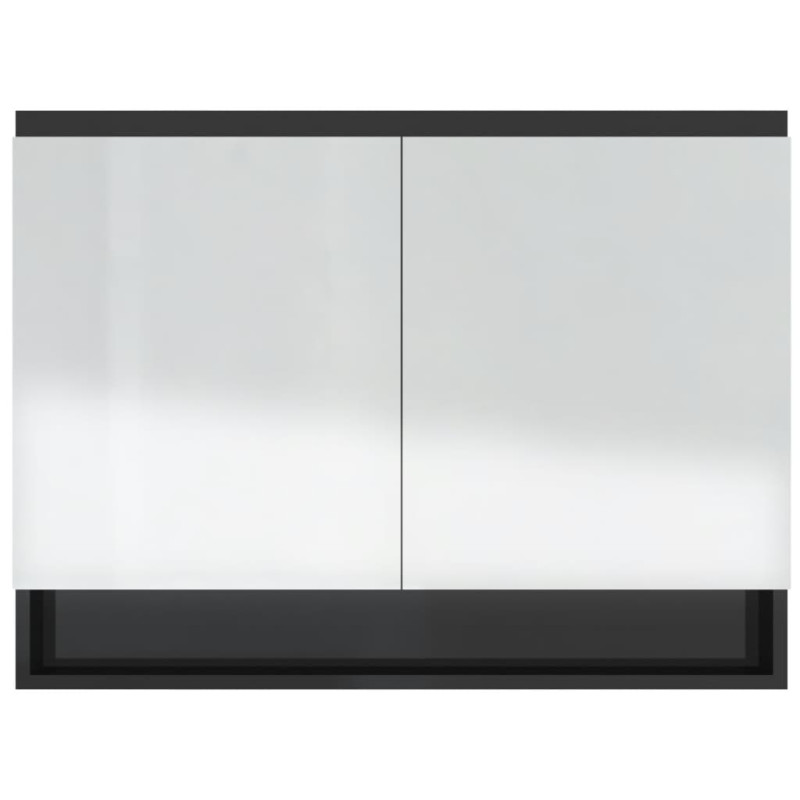 Produktbild för Spegelskåp för badrum svart glänsande 80x15x60 cm MDF