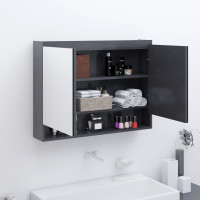 Produktbild för Spegelskåp för badrum grå 80x15x60 cm MDF
