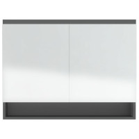 Produktbild för Spegelskåp för badrum grå 80x15x60 cm MDF