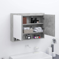 Miniatyr av produktbild för Spegelskåp för badrum betonggrå 80x15x60 cm MDF