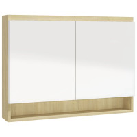 Miniatyr av produktbild för Spegelskåp för badrum vit och ek 80x15x60 cm MDF