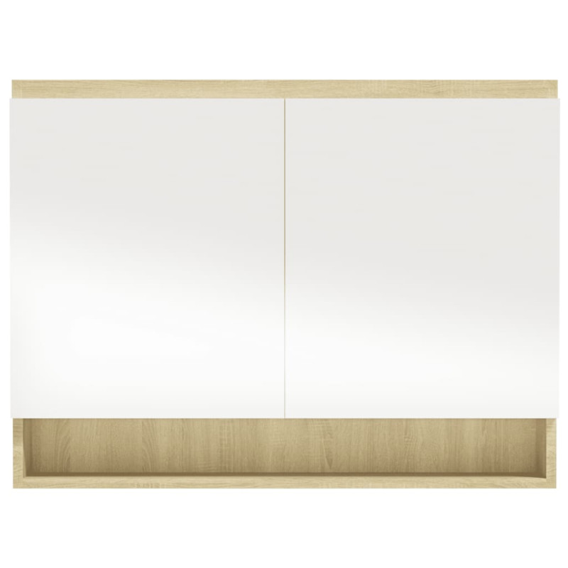 Produktbild för Spegelskåp för badrum vit och ek 80x15x60 cm MDF