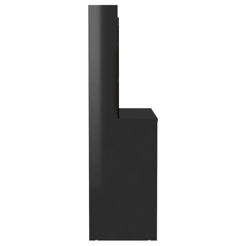 Produktbild för Sminkbord med LED-belysning 100x40x135 cm MDF svart glänsande