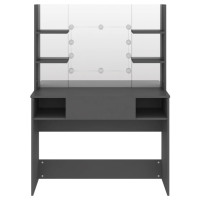 Produktbild för Sminkbord med LED-belysning 100x40x135 cm MDF grå