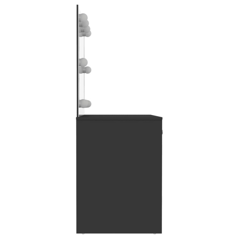 Produktbild för Sminkbord med LED-belysning 110x55x145 cm MDF svart