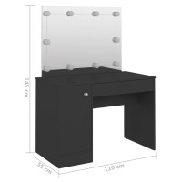 Miniatyr av produktbild för Sminkbord med LED-belysning 110x55x145 cm MDF svart
