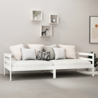 Produktbild för Dagbädd med madrass 90x200 cm vit massiv furu