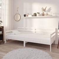 Produktbild för Dagbädd med madrass 90x200 cm vit massiv furu