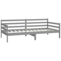 Produktbild för Dagbädd med madrass 90x200 cm grå massiv furu