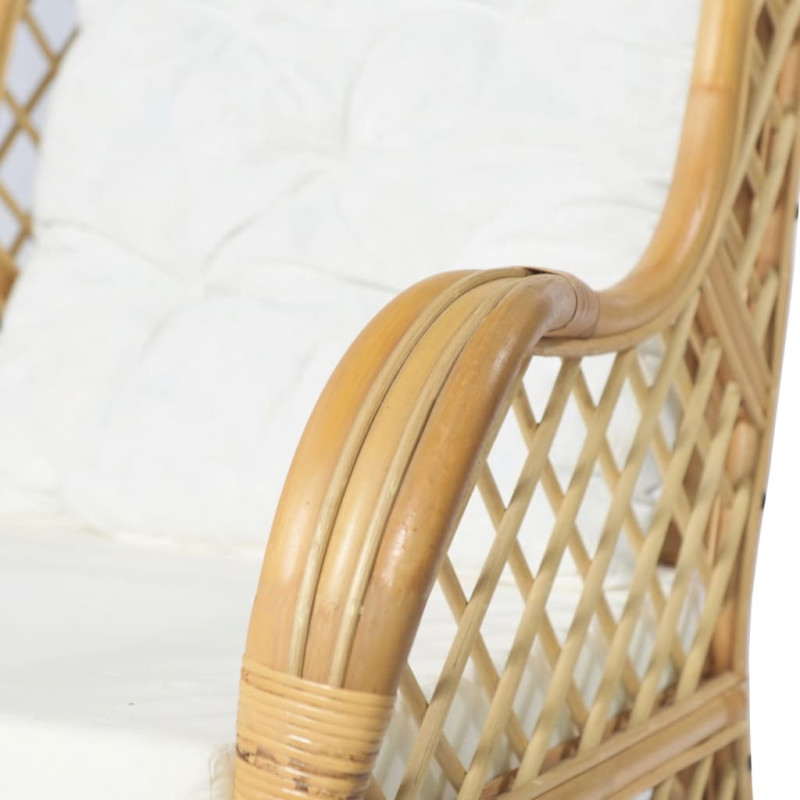 Produktbild för Soffa med dyna naturlig rotting och linne