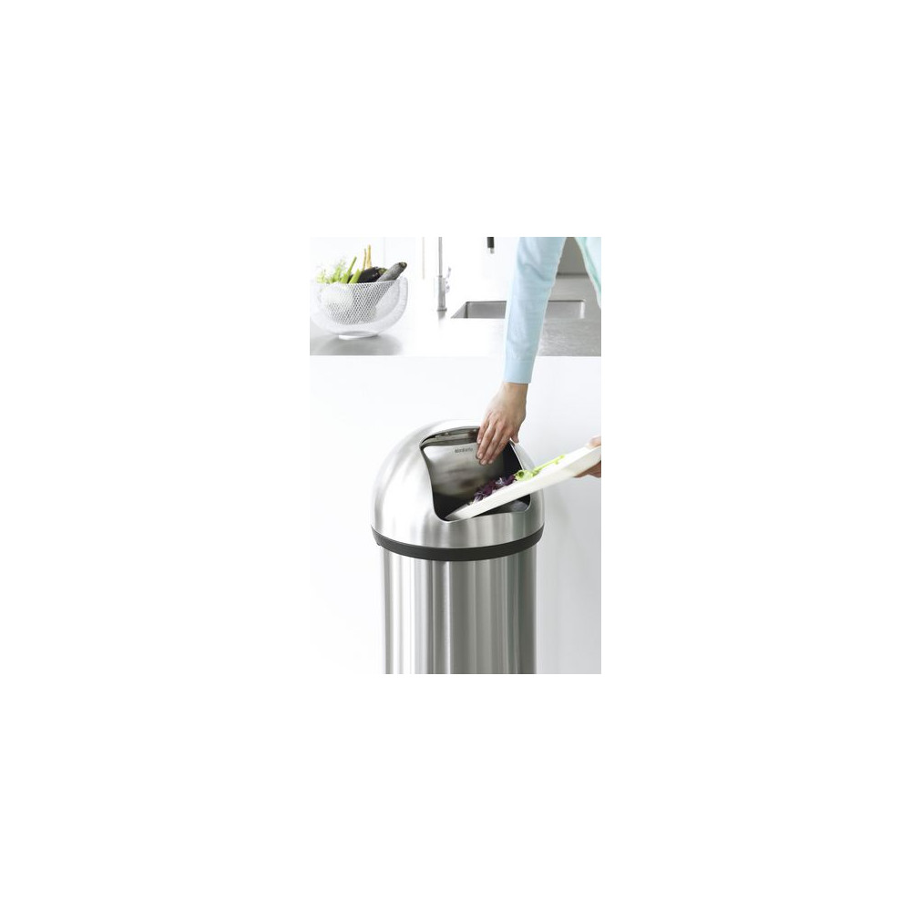 Produktbild för Papperskorg BRABANTIA Push 60L stål