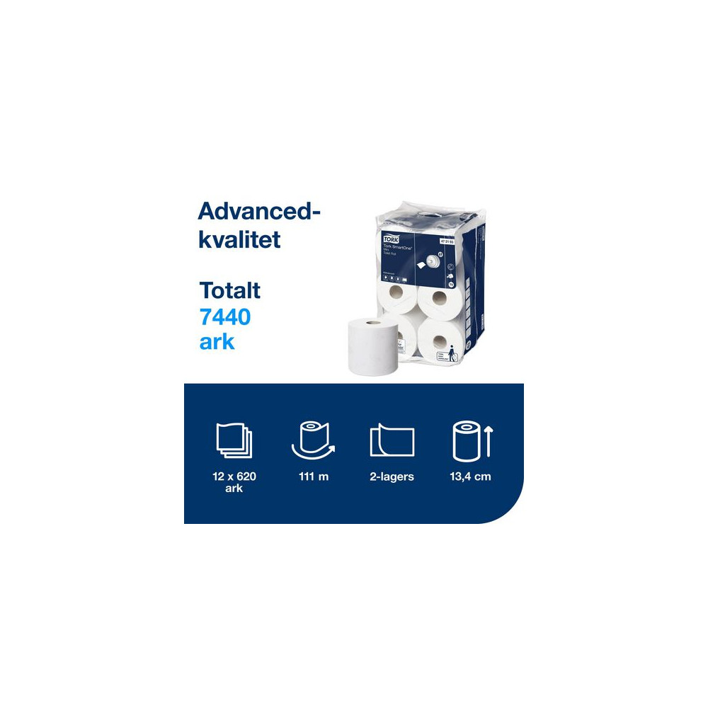 Produktbild för Toalettpapper TORK Adv T9 2-lag 12/fp