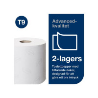 Produktbild för Toalettpapper TORK Adv T9 2-lag 12/fp