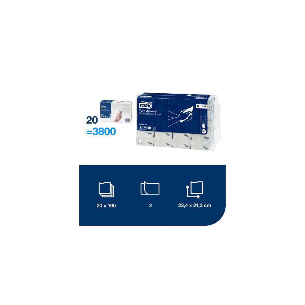 Produktbild för Handduk TORK Uni H2 Xpress 3800/fp