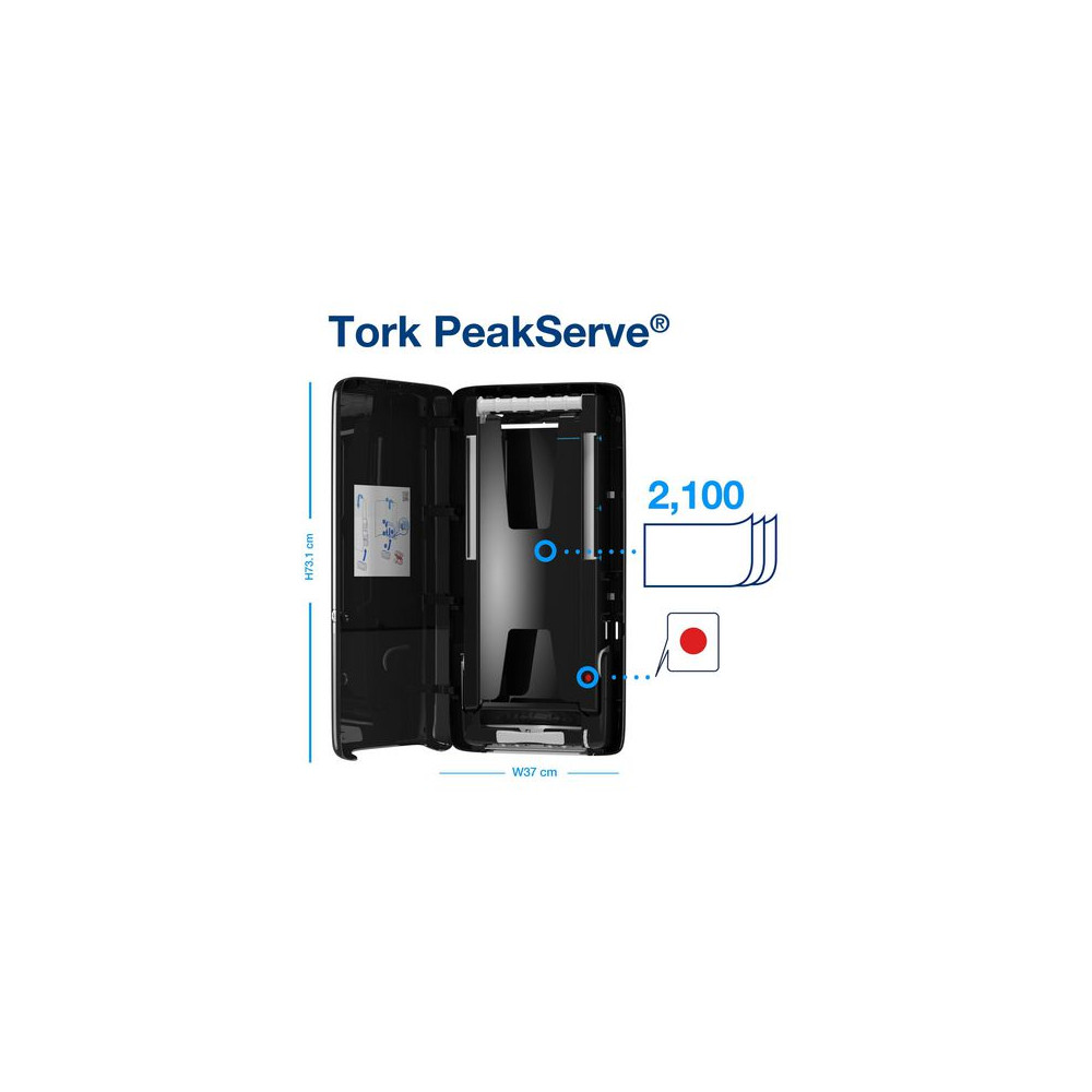 Produktbild för Dispenser TORK H5 Handduk PeakServ svart