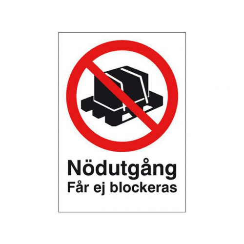 [NORDIC Brands] Skylt Nödutgång får ej blockeras A4 Alu