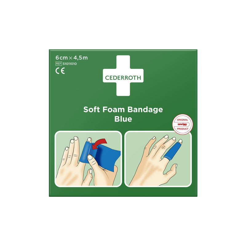 Produktbild för Plåster CEDERROTH SoftFoam 6cmx4,5m blå