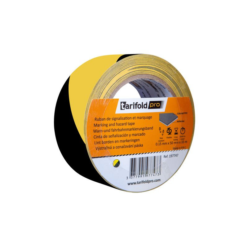 Produktbild för Golvmarkering rulle 50mmx33m gul/svart