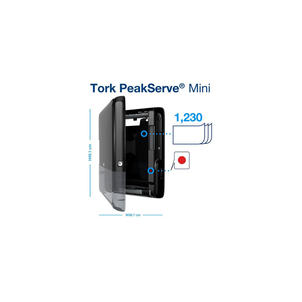 Produktbild för Dispenser TORK H5 PeakServe Mini svart