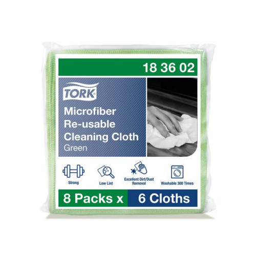 TORK Microfiberduk TORK 30,5x30,5cm grön 6/FP
