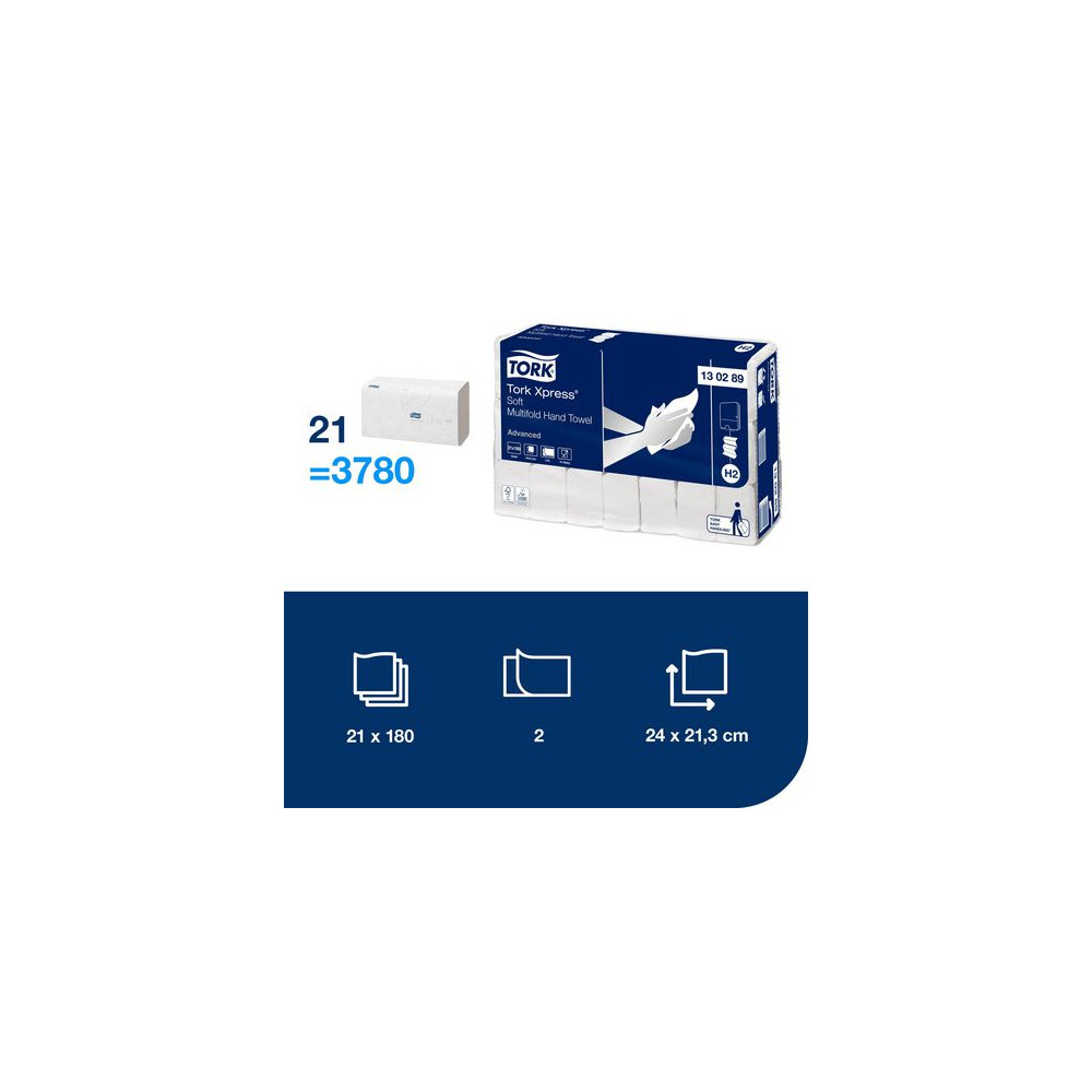 Produktbild för Handduk TORK Adv H2 Xpress 3780/fp