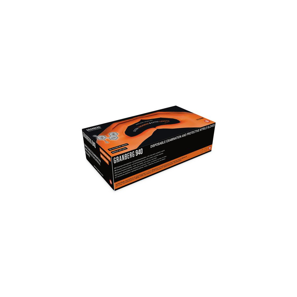 Produktbild för Nitrilhandske 940 orange L 100/fp