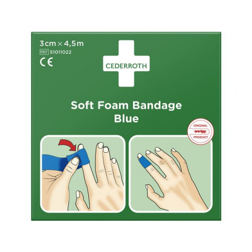 Cederroth Plåster CEDERROTH SoftFoam 3cmx4,5m blå