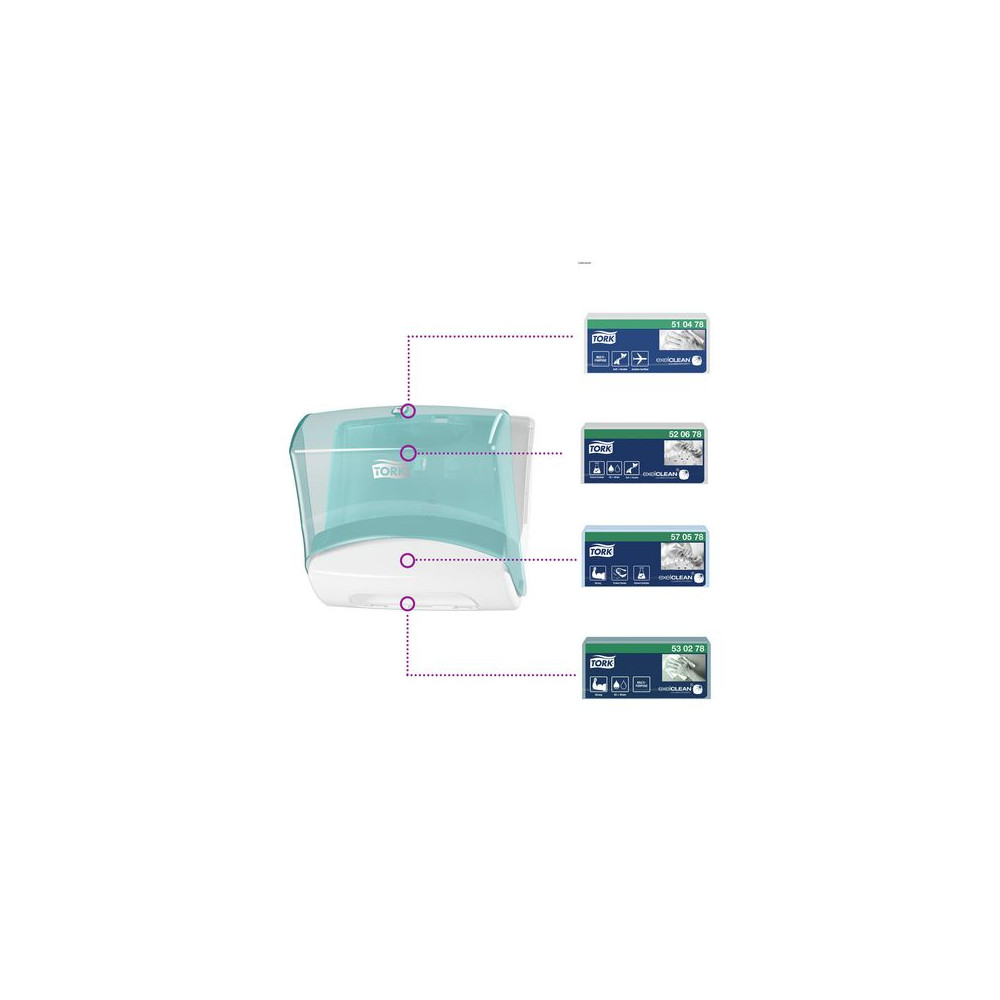 Produktbild för Dispenser TORK W4 Torkduk turkos