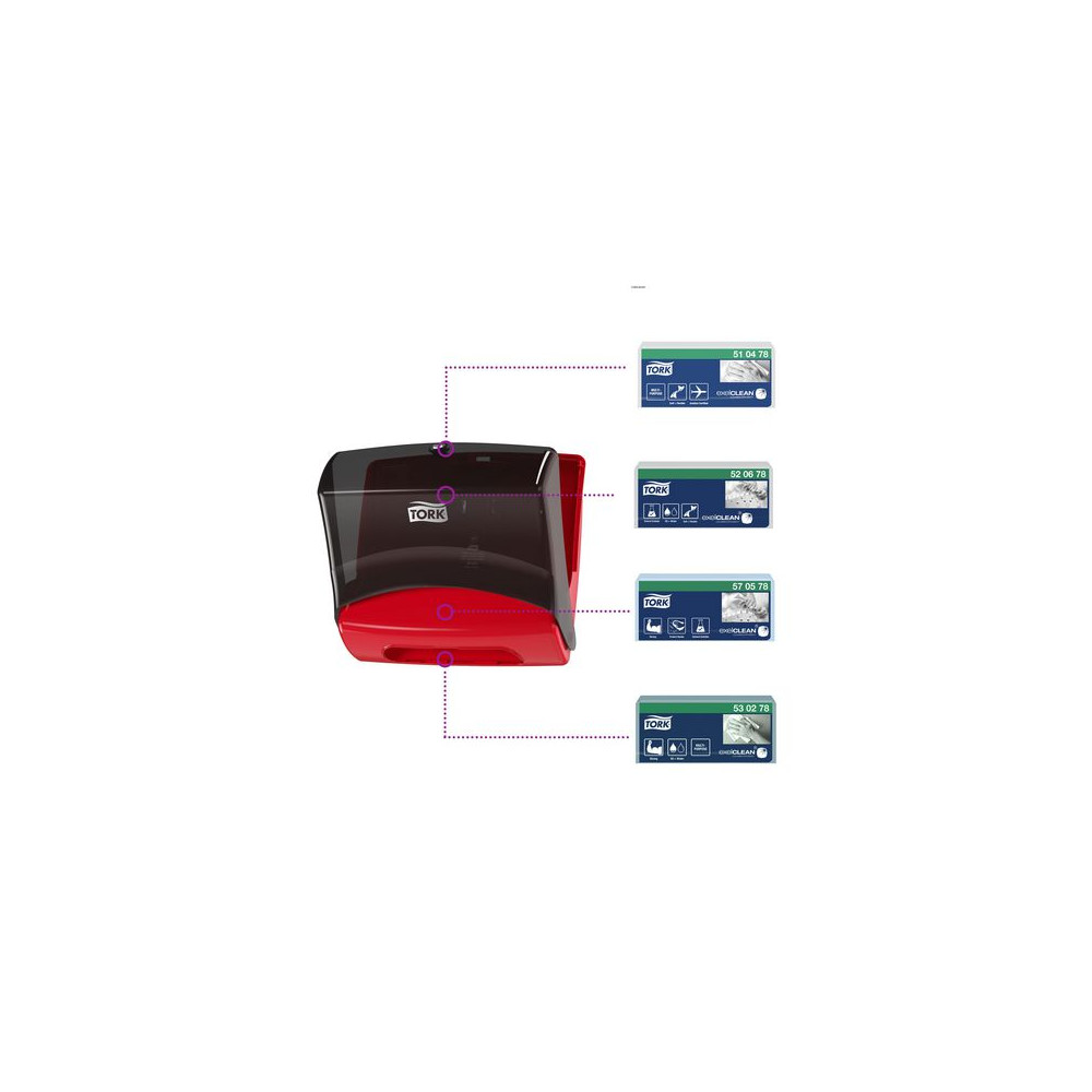 Produktbild för Dispenser TORK W4 Torkduk röd