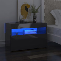 Miniatyr av produktbild för Sängbord med LED-belysning 2 st grå högglans 60x35x40 cm