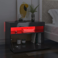 Miniatyr av produktbild för Sängbord med LED-belysning 2 st grå högglans 60x35x40 cm