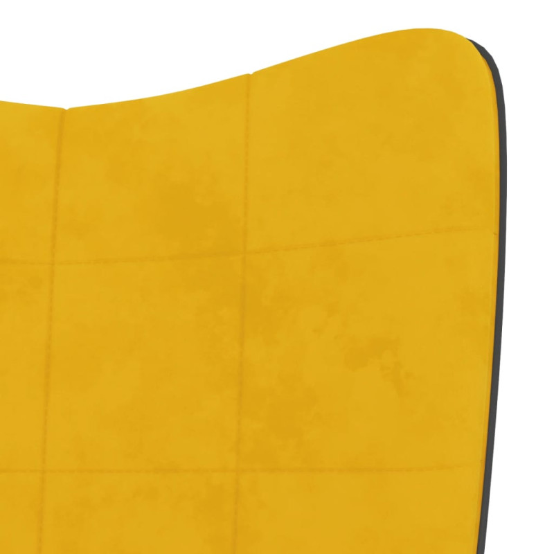 Produktbild för Vilstol med fotpall senapsgul sammet och PVC